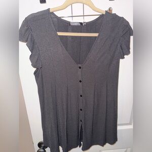Doe & Rae Women’s  Black Button-Down Dress with Ruffle Sleeves